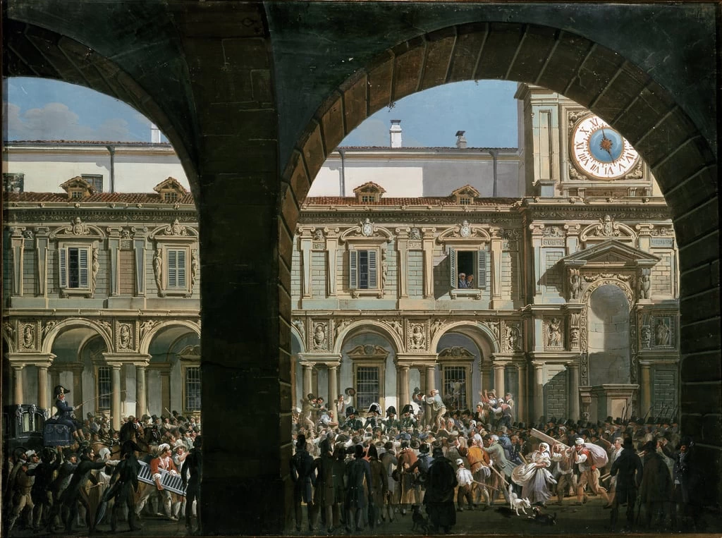 Domenico Pino parla alla folla in piazza Mercanti a Milano, 21 aprile 1814 - Palazzo Morando, Milano
